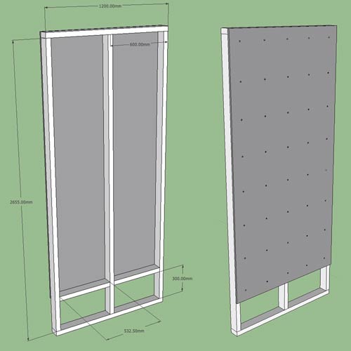 Basic climbing wall plans created with google sketchup