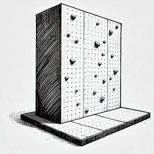 hand drawn sketch of basic climbing wall